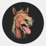 Cool Horse Showing Tongue Horses Riding On Horseck Classic Round Sticker