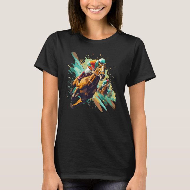 Cool Horseracing for Jockeys and Horses T-Shirt (Front)