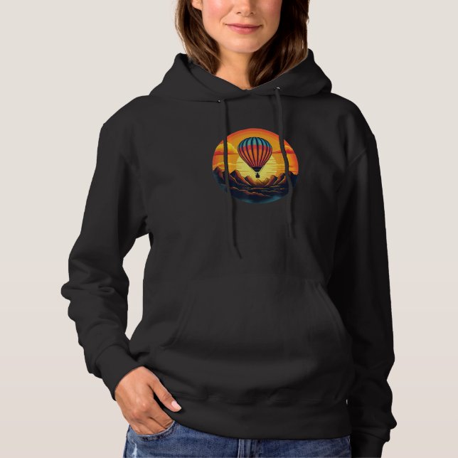 Cool Hot Air Balloon with Sunset for Adventures Hoodie (Front)