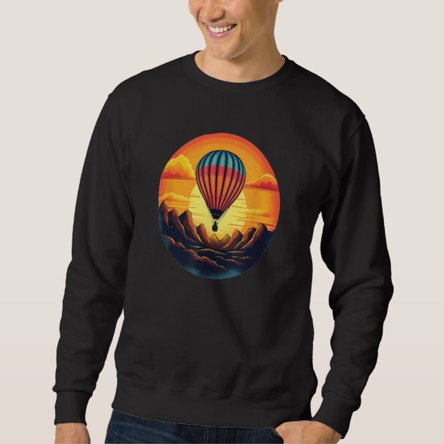 Cool Hot Air Balloon with Sunset for Adventures Sweatshirt (Front)