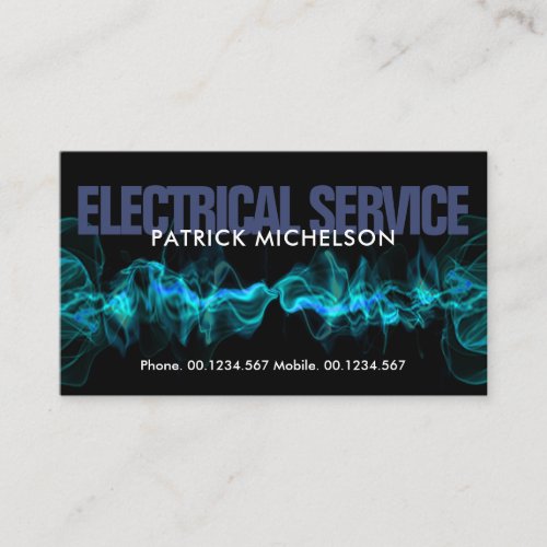 Cool Hot Blue Electric Lightning Electrician Business Card