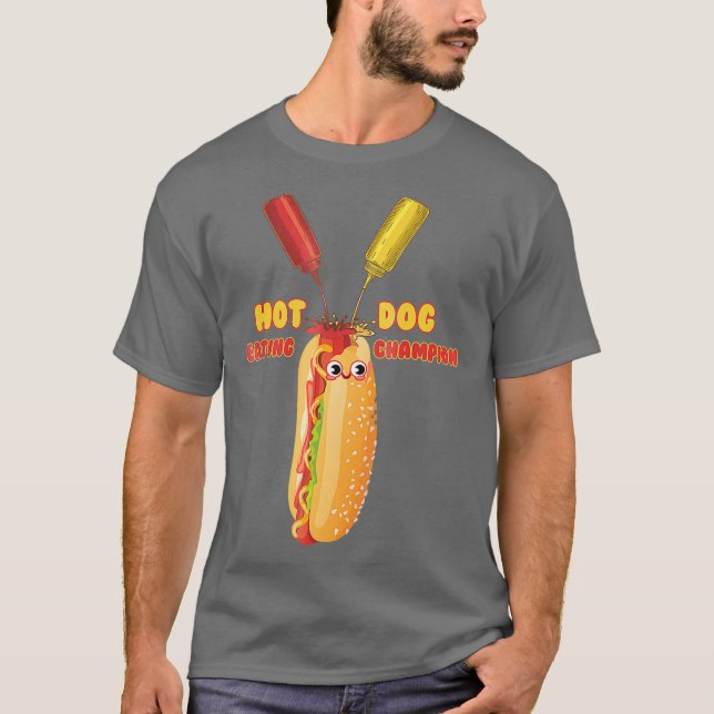 Cool Hot Dog Eating Champion Graphic T-Shirt (Front)