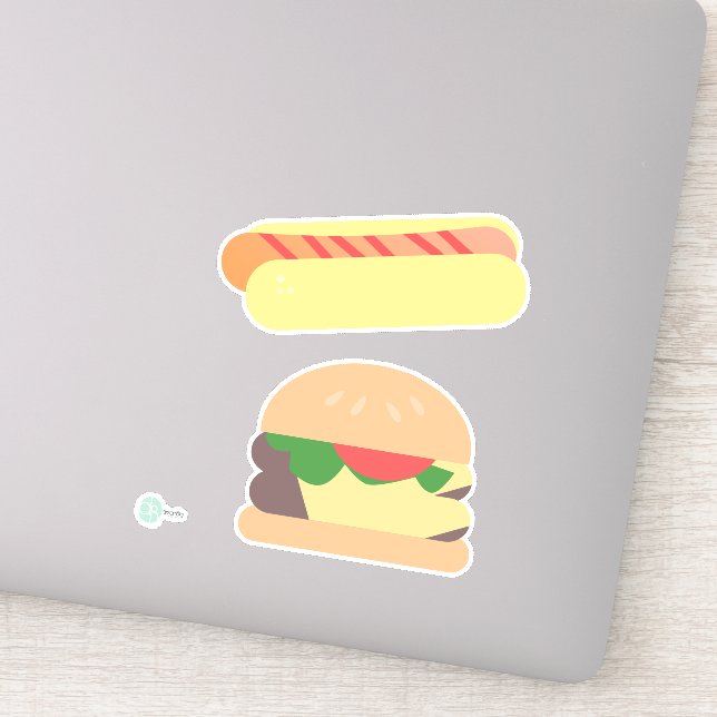 Cool Hot Dog with Stripes and Hamburger Sticker (Detail)