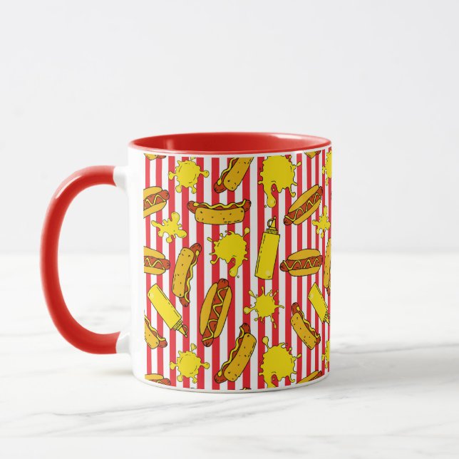Cool Hot Dogs Mustard Pattern BBQ Grill Party Mug (Left)