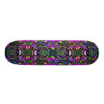Cool Hot Green and Purple Sugar Skull Skateboard Deck
