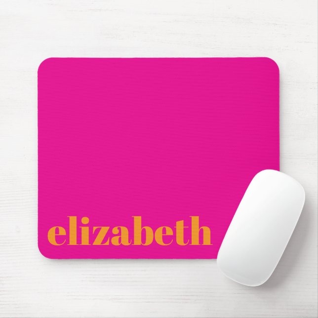 Cool Hot Pink and Orange Name Template Mouse Pad (With Mouse)