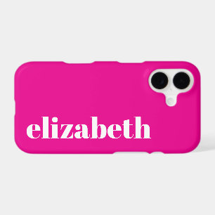 Cool Hot Pink and White Name Template iPhone 17 Case