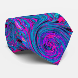 Cool Hot Pink, Purple and Blue Abstract Retro Neck Tie