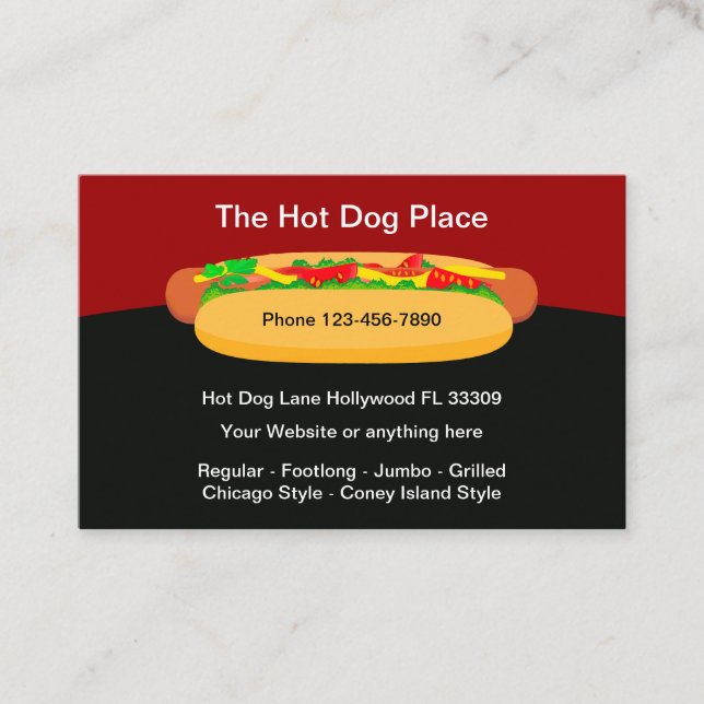 Cool Hotdog Restaurant Business Cards