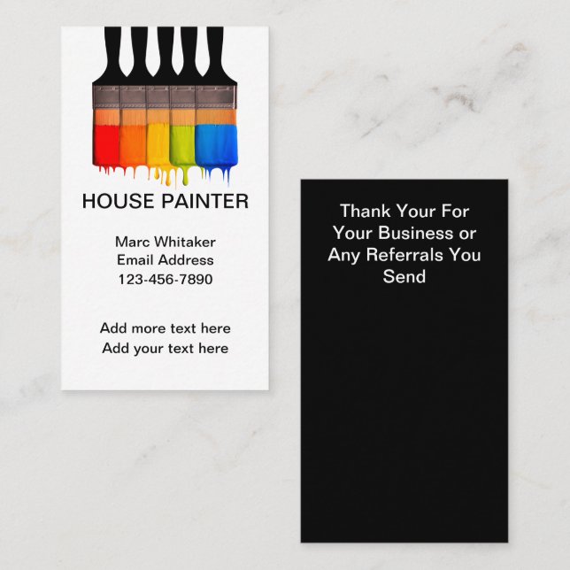 Cool House Painter Business Cards Design Template (Front/Back)
