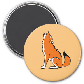 Cool howling Red WOLF - Orange Magnet