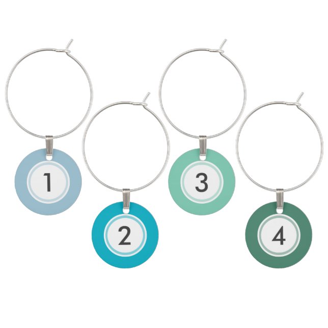 Cool Hues Custom Set of 4 Wine Charms (Staggered)