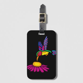 Cool Hummingbird And Coneflower Floral Art Luggage Tag by inspirationrocks at Zazzle