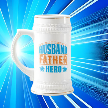 Cool Husband Father Hero Word Art  Beer Stein by DoodlesHolidayGifts at Zazzle