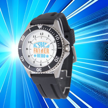 Cool Husband Father Hero Word Art  Watch by DoodlesHolidayGifts at Zazzle