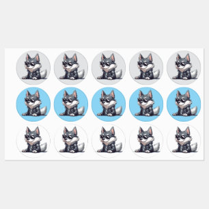 Cool Husky – Stylish Badass Dog in Leather Jacket Labels