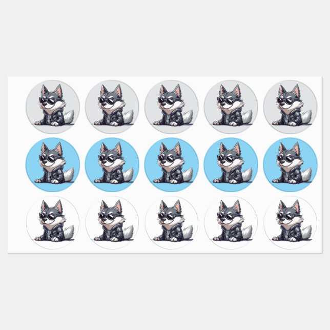 Cool Husky – Stylish Badass Dog in Leather Jacket Labels (Sheet)