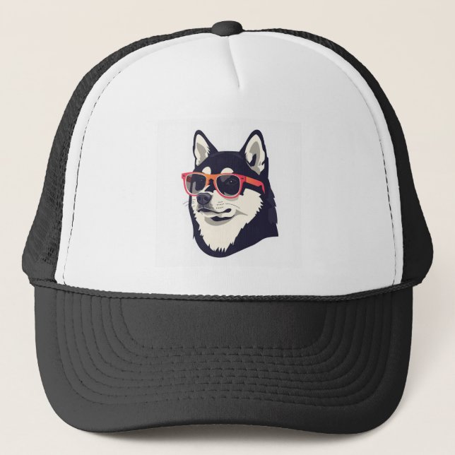 Cool HuskyCustom Foam Trucker Hat, White and Black Hat (Front)
