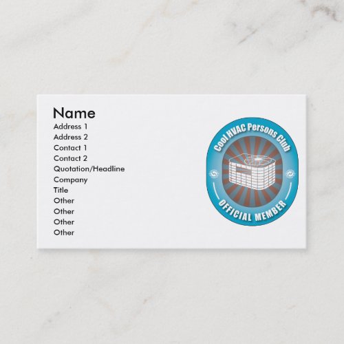 Cool HVAC Persons Club Business Card