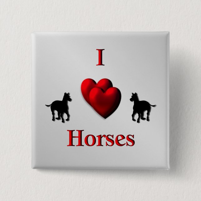 Cool I Heart Horses Design Button (Front)