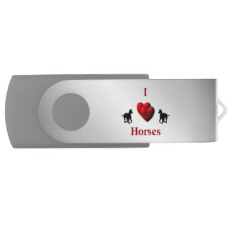 Cool I Heart Horses Design Flash Drive
