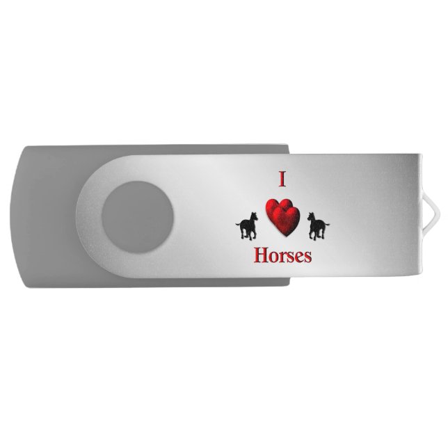 Cool I Heart Horses Design Flash Drive (Front)
