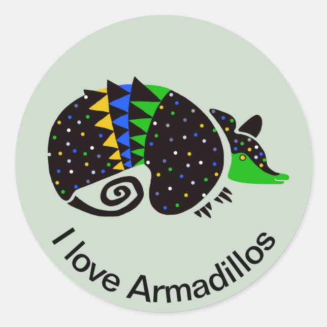 Cool  I love ARMADILLOS - Wildlife- Animal Classic Round Sticker (Front)
