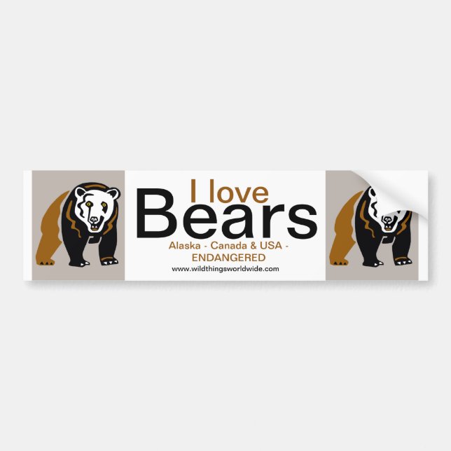  Cool I love BEARS- Endangered animal - Wildlife - Bumper Sticker (Front)