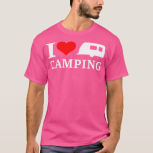 Cool I Love Camping With Rv Trailer And Heart T-Shirt