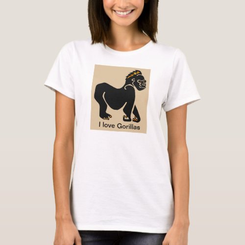 Cool I love GORILLAS _ Ape _ Primate _ Wildlife _  T_Shirt