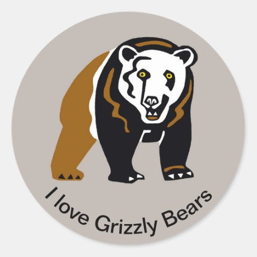 Cool I love Grizzly BEARS _Animal lover _ Nature _ Classic Round Sticker