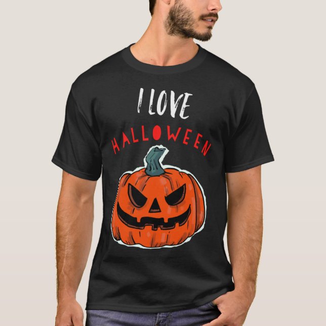 Cool I Love Halloween Jack O Lantern  1 T-Shirt (Front)