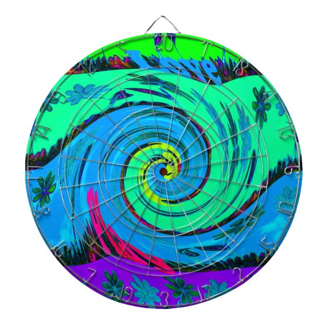 Cool I Love Hawaii: Floral Pop Art pattern Design Dart Board (Front)