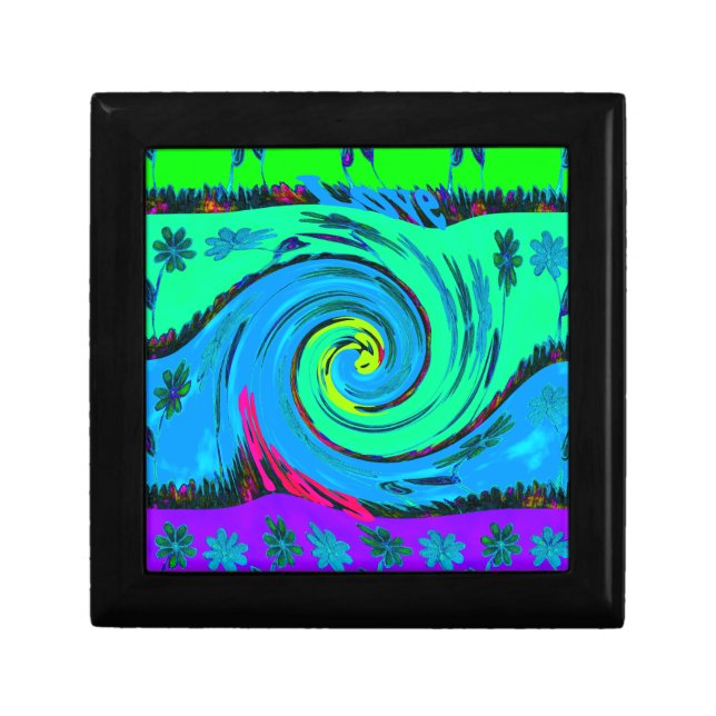 Cool I Love Hawaii: Floral Pop Art pattern Design Jewelry Box (Front)