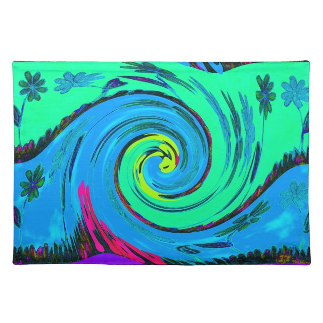 Cool I Love Hawaii: Floral Pop Art pattern Design Placemat (Front)