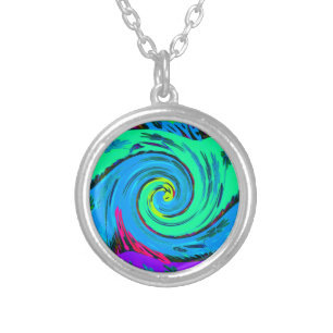 Cool I Love Hawaii: Floral Pop Art pattern Design Silver Plated Necklace