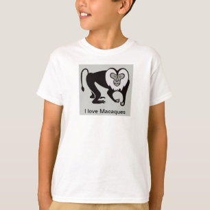 Cool I love MACAQUES - Endangered animal graphic T-Shirt