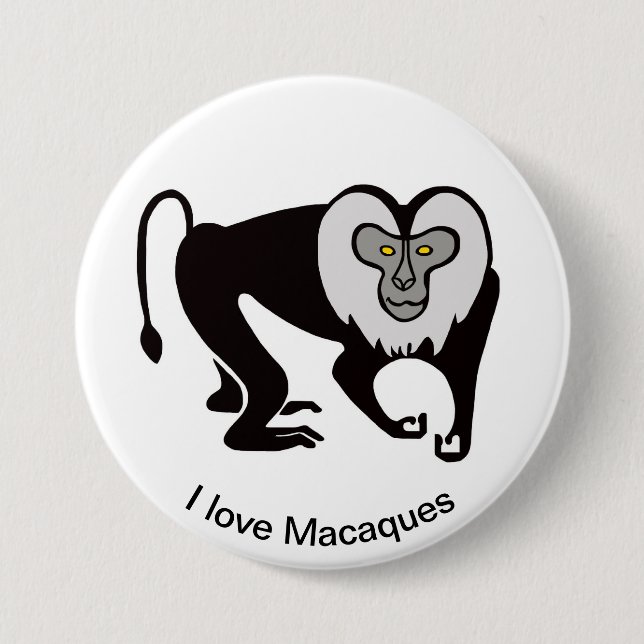 Cool I love MACAQUES - Wild animals - Monkey Button (Front)