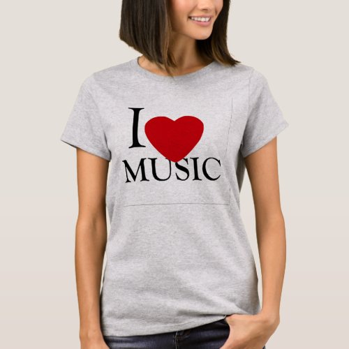 Cool I love  Music  Red Heart Music Lover T_Shirt