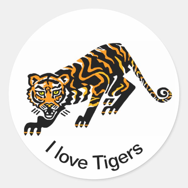 Cool - I love TIGERS - Animal lover -Nature Classic Round Sticker (Front)