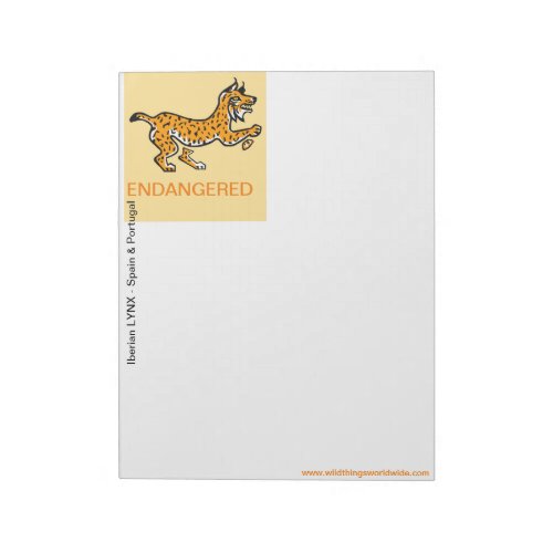 Cool Iberian LYNX _ Endangered animal _ Yellow Notepad