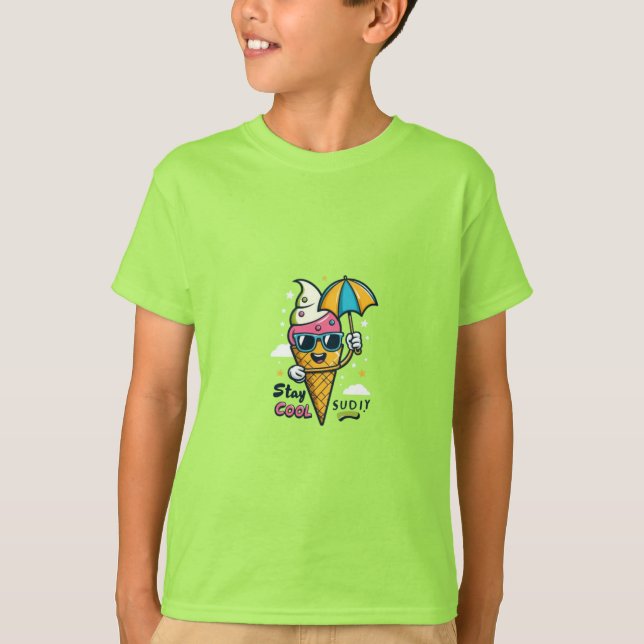 Cool Ice Cream Cone Character T-Shirt (Front)