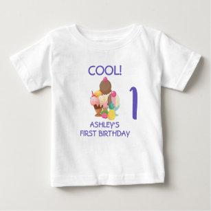 Cool Ice Cream First Birthday Baby T-Shirt