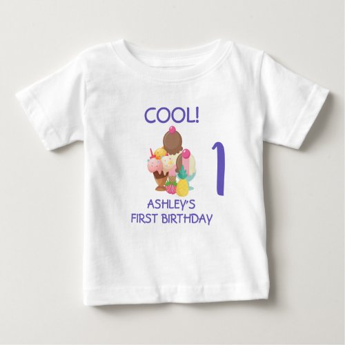 Cool Ice Cream First Birthday Baby T_Shirt