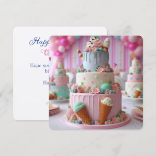 Cool Ice Cream Theme Kids Birthday Cake Card