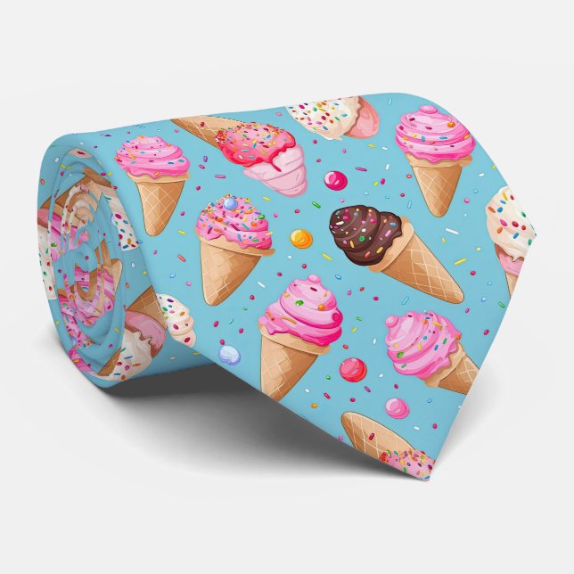Cool ice cream tiled pattern neck tie (Rolled)