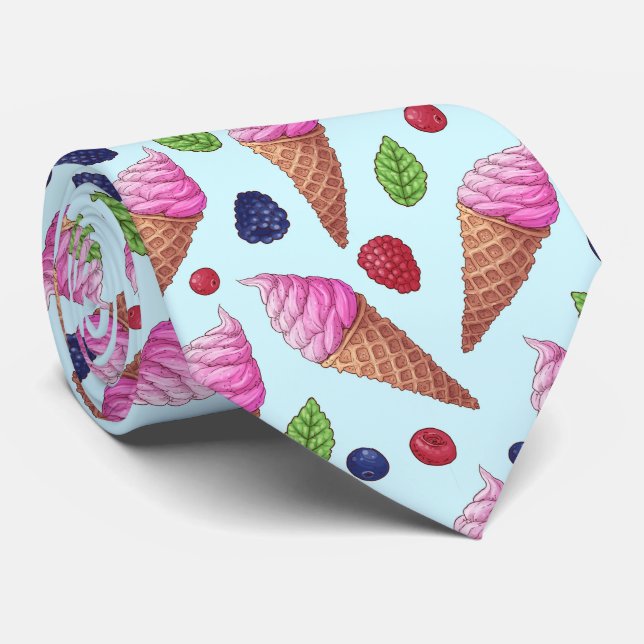 cool ice cream tiled pattern neck tie (Rolled)
