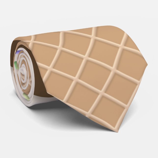 cool ice cream waffle pattern neck tie (Rolled)