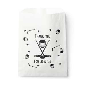 Cool Ice Hockey Black and White Birthday Party Favor Bag