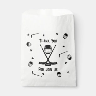 Cool Ice Hockey Black and White Birthday Party Favor Bag
